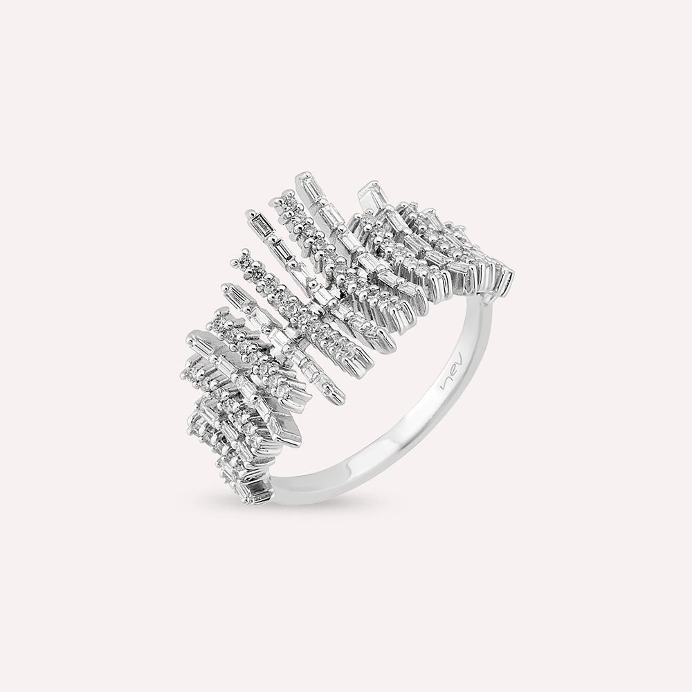 Elsa 0.61 CT Baguette Cut Diamond White Gold Ring - 3