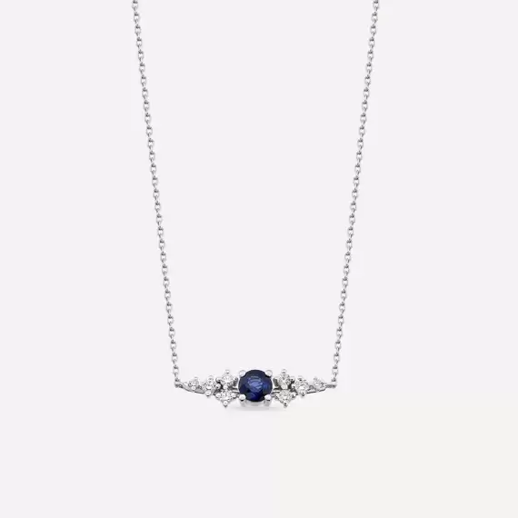 Emilie 0.60 CT Sapphire and Diamond White Gold Necklace - 1