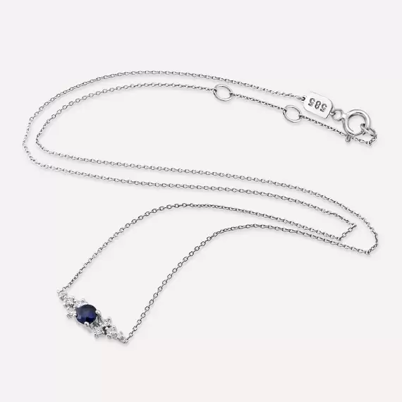 Emilie 0.60 CT Sapphire and Diamond White Gold Necklace - 3