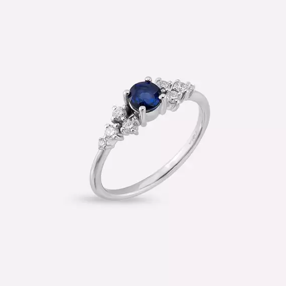 Emilie 0.61 CT Sapphire and Diamond White Gold Ring - 4