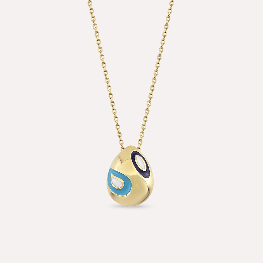 Enamel Eye Yellow Gold Necklace - 2