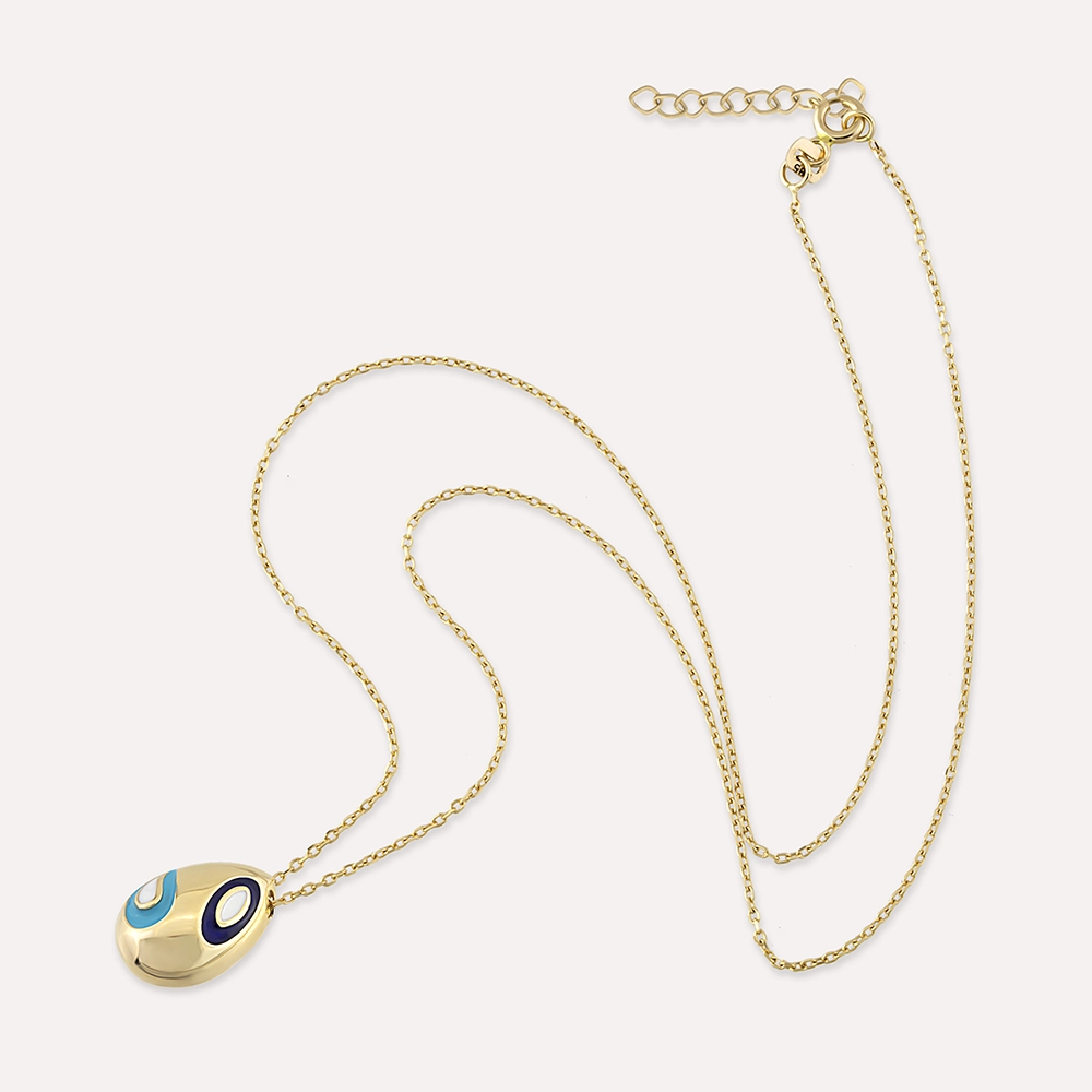 Enamel Eye Yellow Gold Necklace - 3
