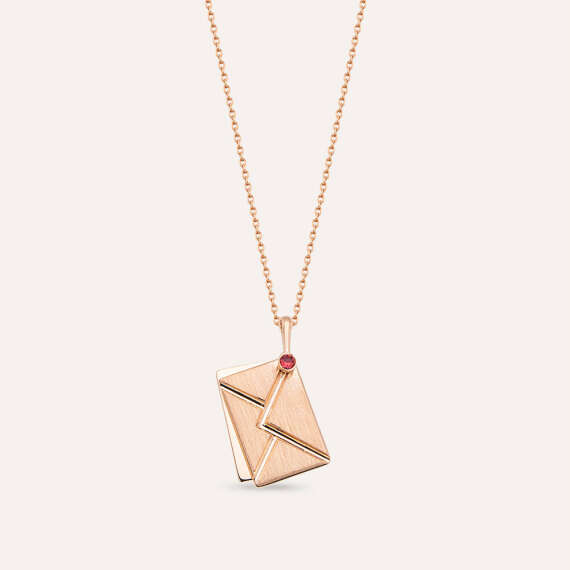 Envelope Red Sapphire Rose Gold Necklace - 1