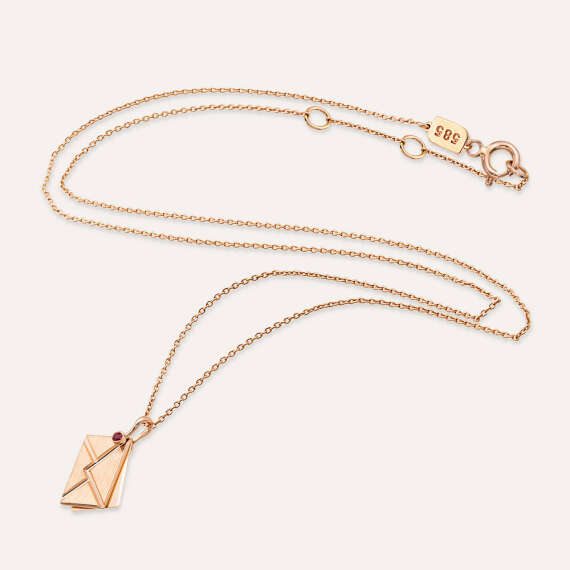 Envelope Red Sapphire Rose Gold Necklace - 4