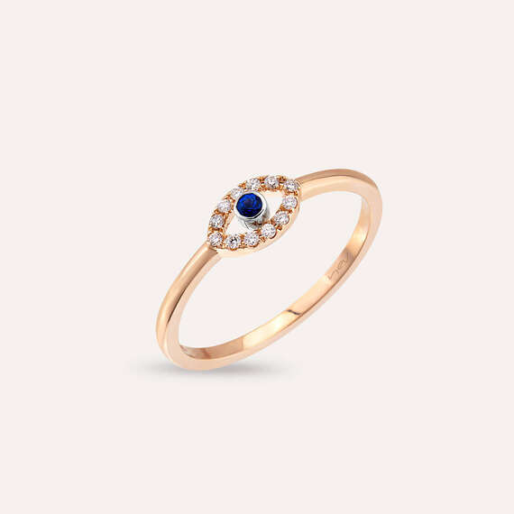 Eye 0.11 CT Sapphire and Diamond Rose Gold Ring - 1