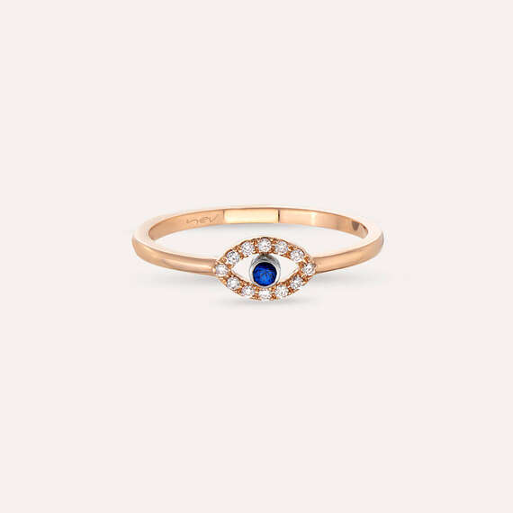 Eye 0.11 CT Sapphire and Diamond Rose Gold Ring - 4
