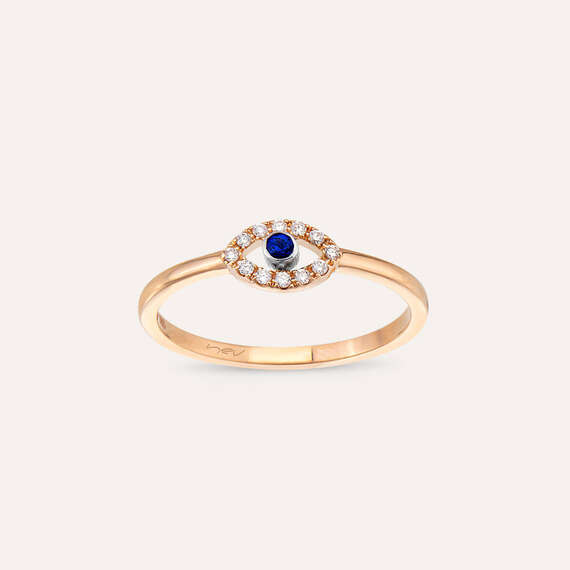 Eye 0.11 CT Sapphire and Diamond Rose Gold Ring - 3