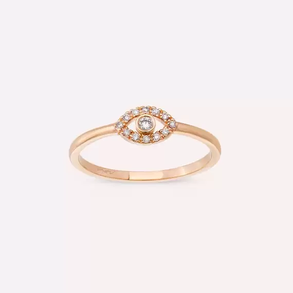 Eye 0.07 CT Diamond Rose Gold Ring - 3