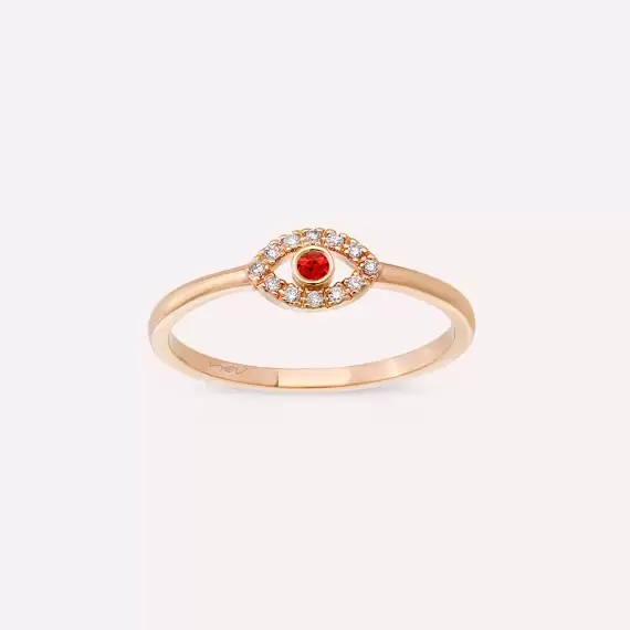 Eye 0.10 CT Orange Sapphire and Diamond Rose Gold Ring - 3