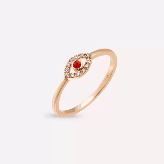 Eye 0.10 CT Orange Sapphire and Diamond Rose Gold Ring - 1