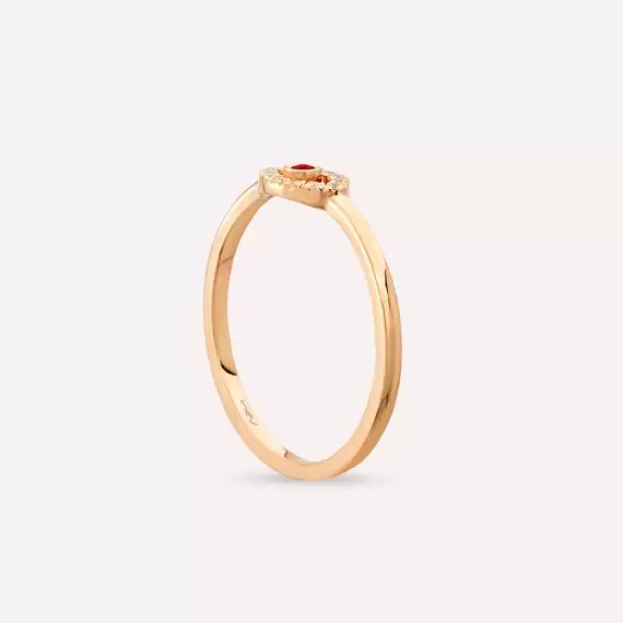 Eye 0.10 CT Orange Sapphire and Diamond Rose Gold Ring - 4