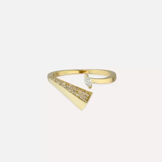 Felicita 0.21 CT Marquise Cut Diamond Yellow Gold Ring - 5