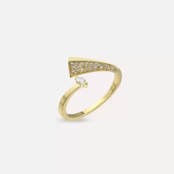 Felicita 0.21 CT Marquise Cut Diamond Yellow Gold Ring - 3