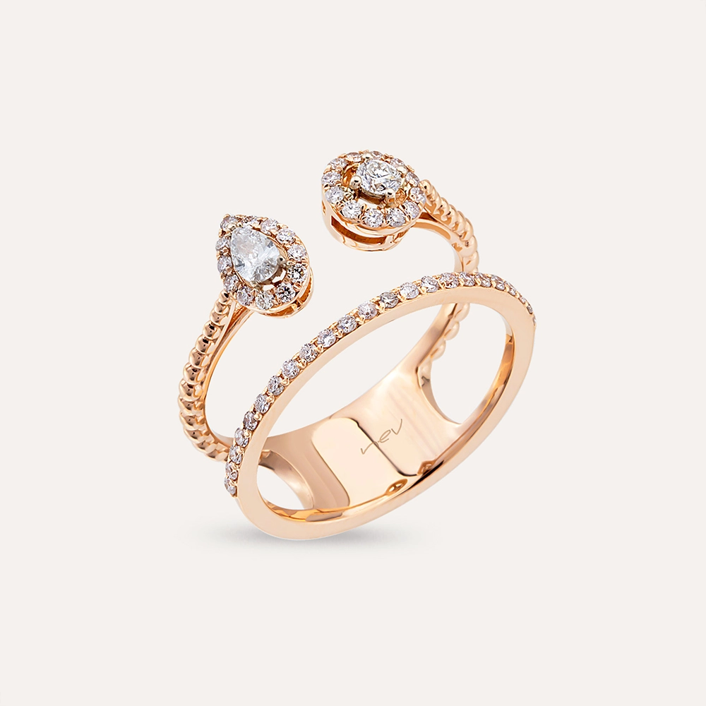 Felon Pear Cut Diamond Rose Gold Ring - 1