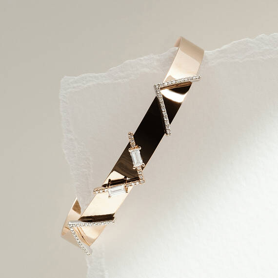 Feronia 0.46 CT Baguette Cut Diamond Rose Gold Bracelet - 1