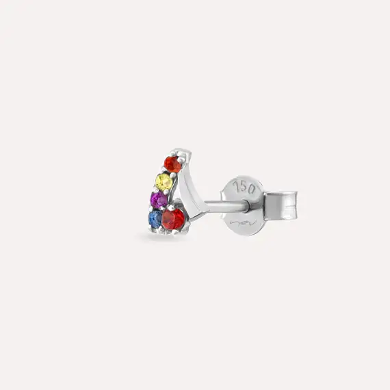 Fey Multicolor Sapphire White Gold Single Earring - 1