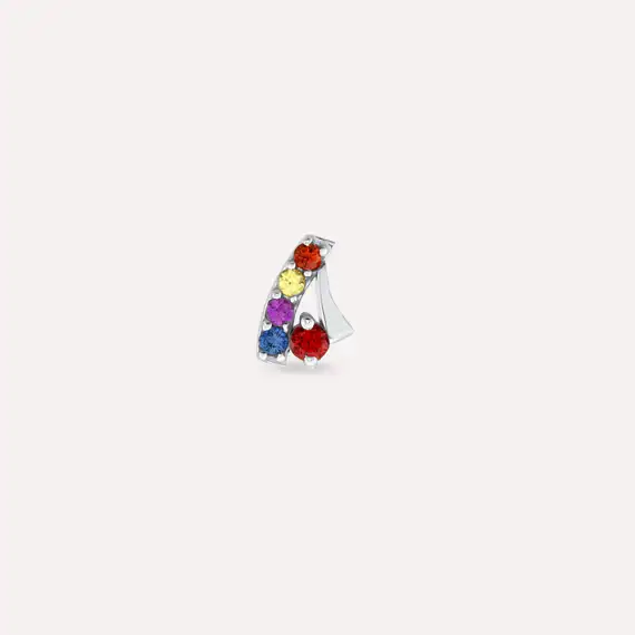 Fey Multicolor Sapphire White Gold Single Earring - 3