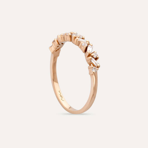 Fides Rose 0.20 CT Baget Pırlanta Taşlı Rose Altın Yüzük - 5