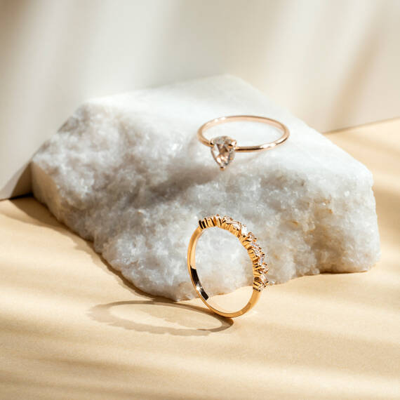 Fides Rose 0.20 CT Baget Pırlanta Taşlı Rose Altın Yüzük - 2