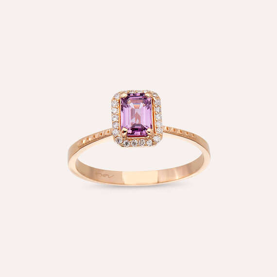 Fiona 0.64 CT Purple Sapphire and Diamond Rose Gold Ring - 1