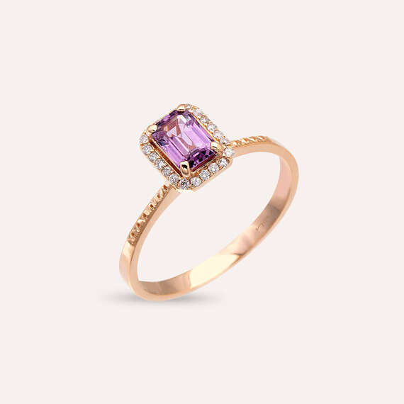 Fiona 0.64 CT Purple Sapphire and Diamond Rose Gold Ring - 3