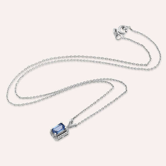 Fiona 0.75 CT Blue Sapphire and Diamond White Gold Necklace - 2