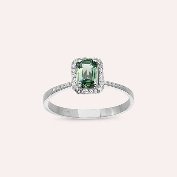 Fiona 0.83 CT Green Sapphire and Diamond White Gold Ring - 1