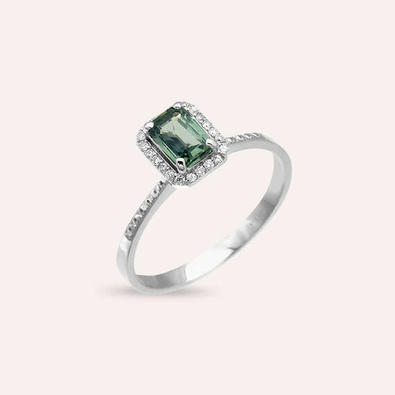 Fiona 0.83 CT Green Sapphire and Diamond White Gold Ring - 3