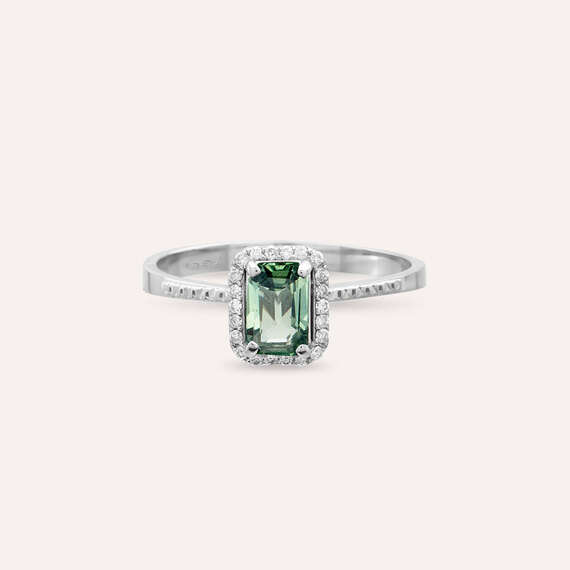 Fiona 0.83 CT Green Sapphire and Diamond White Gold Ring - 4