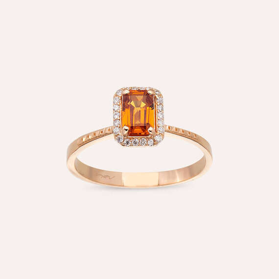 Fiona 0.70 CT Orange Sapphire and Diamond Rose Gold Ring - 1