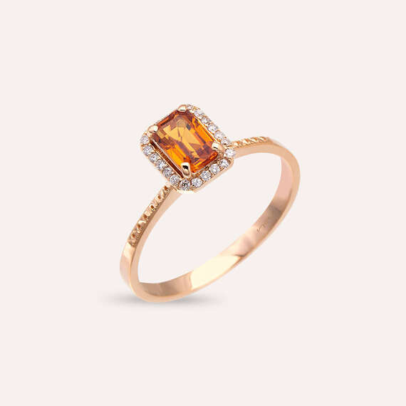 Fiona 0.70 CT Orange Sapphire and Diamond Rose Gold Ring - 4