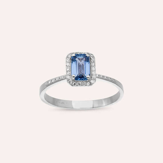 Fiona 0.63 CT Blue Sapphire and Diamond White Gold Ring - 1