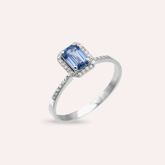 Fiona 0.63 CT Blue Sapphire and Diamond White Gold Ring - 2