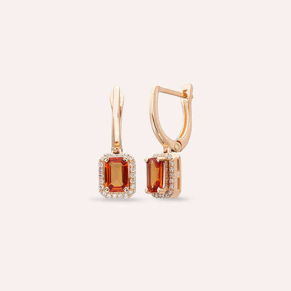Fiona 1.30 CT Orange Sapphire and Diamond Earring - 1