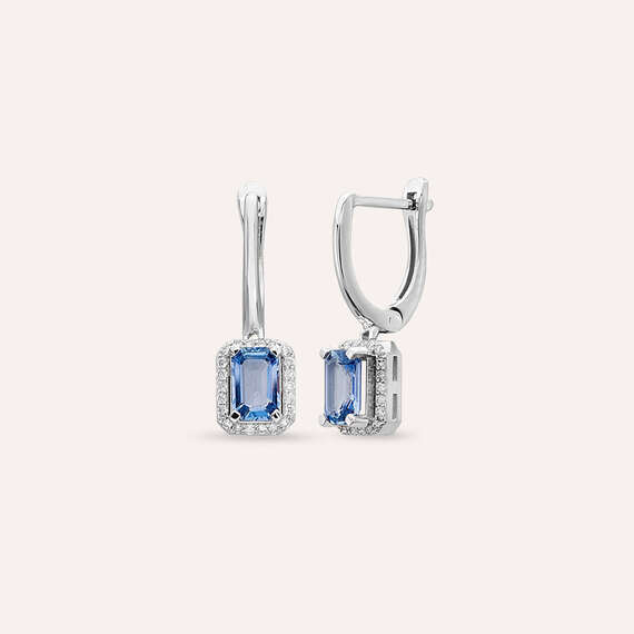 Fiona 1.39 CT Blue Sapphire and Diamond White Gold Earring - 1