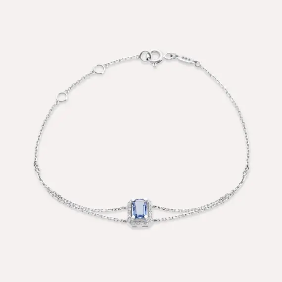 Fiona Blue Sapphire and Diamond White Gold Bracelet - 1