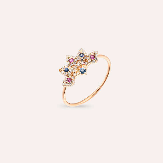 Flare 0.28 CT Multicolor Sapphire and Diamond Ring - 3