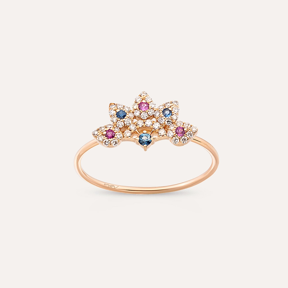 Flare 0.28 CT Multicolor Sapphire and Diamond Ring - 2