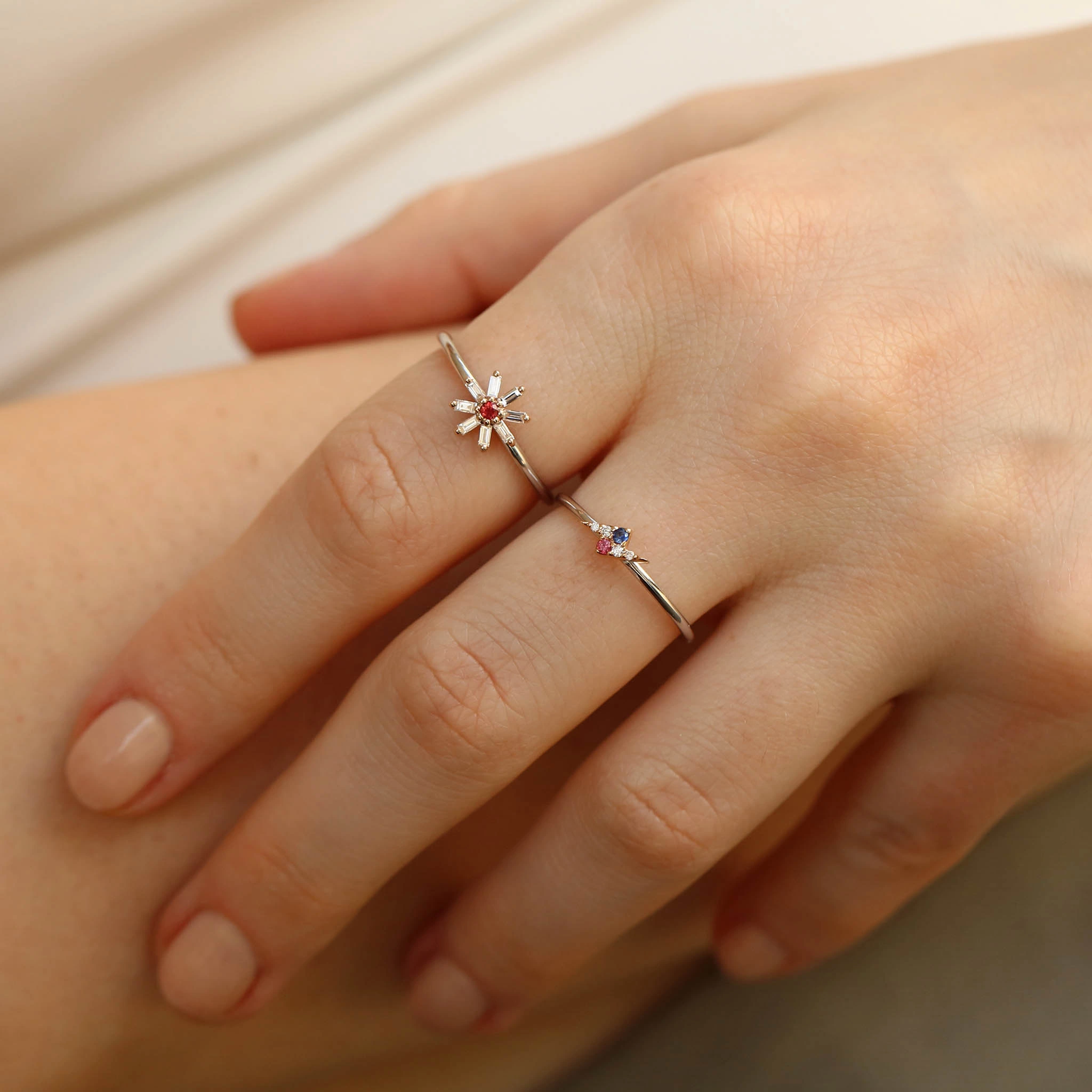 Flash 0.06 CT Multicolor Safir ve Pırlanta Taşlı Yüzük - 2