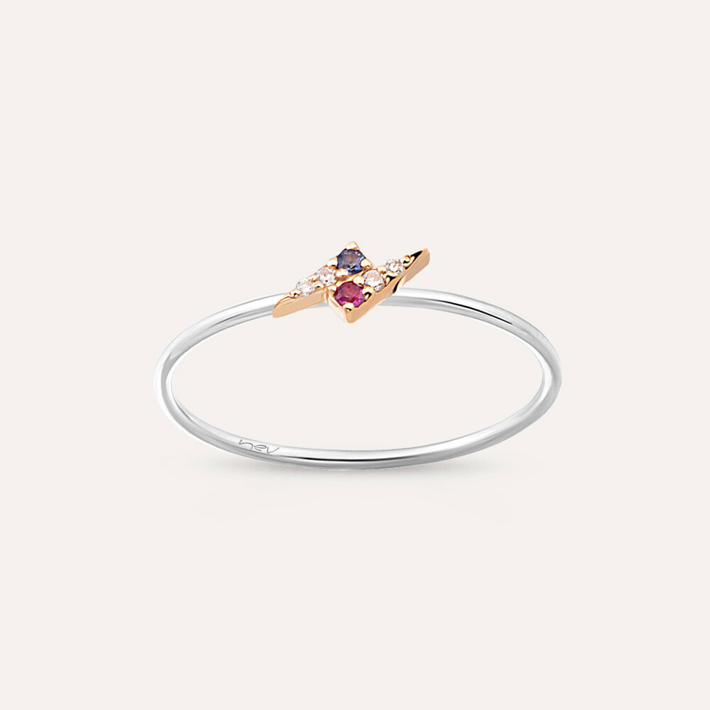 Flash 0.07 CT Multicolor Sapphire and Diamond Ring