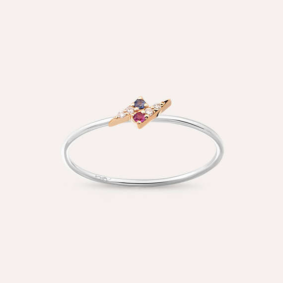 Flash 0.07 CT Multicolor Sapphire and Diamond Ring - 1