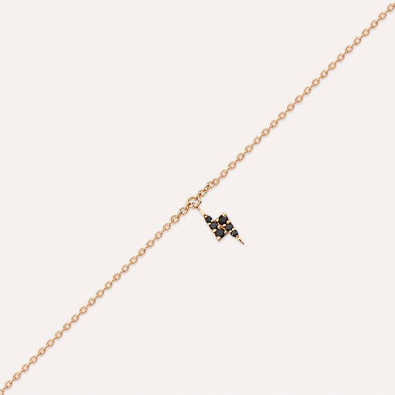 Flash Black 0.07 CT Black Diamond Rose Gold Anklet - 4