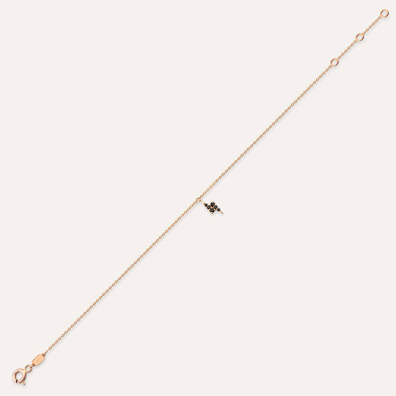 Flash Black 0.07 CT Black Diamond Rose Gold Anklet - 3