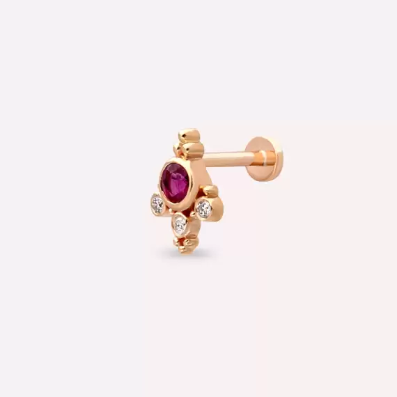 Flores Ruby and Diamond Rose Gold Piercing - 1