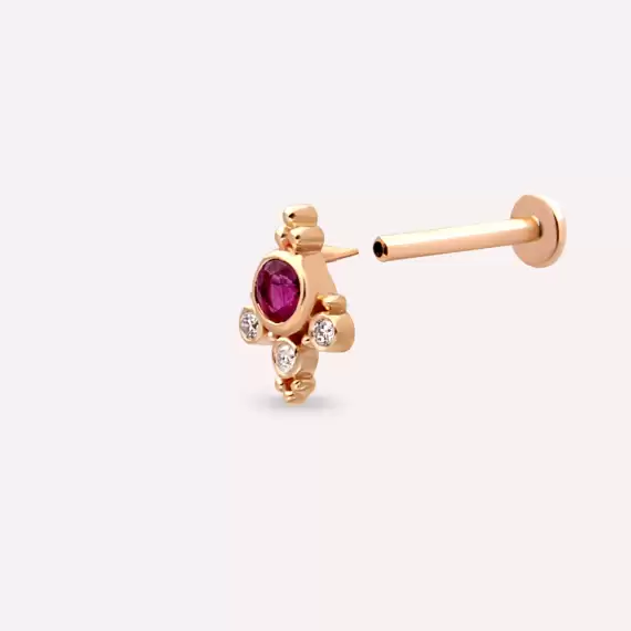 Flores Ruby and Diamond Rose Gold Piercing - 4