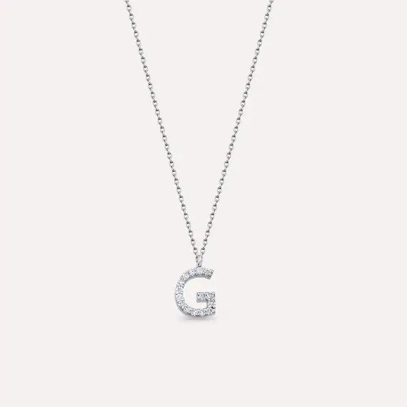 G Letter 0.10 CT Diamond White Gold Necklace - 1