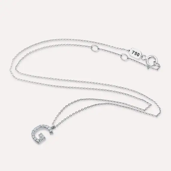 G Letter 0.10 CT Diamond White Gold Necklace - 4