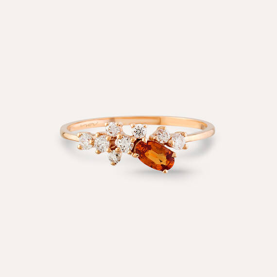 Gala 0.58 CT Orange Sapphire and Diamond Ring - 4