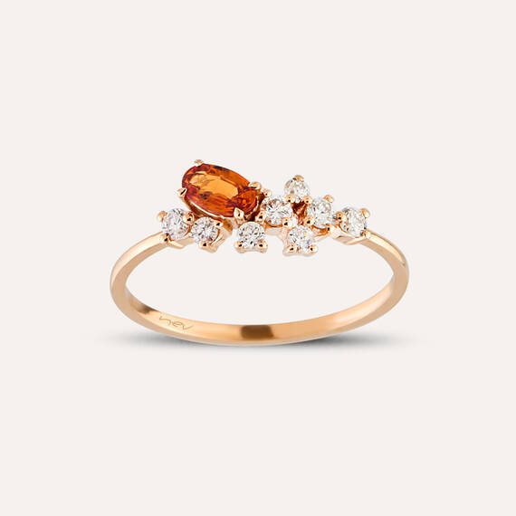 Gala 0.58 CT Orange Sapphire and Diamond Ring - 1