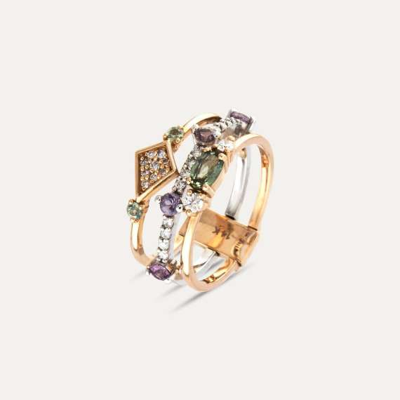 Gimlet 0.98 CT Multicolor Sapphire and Diamond Ring - 3